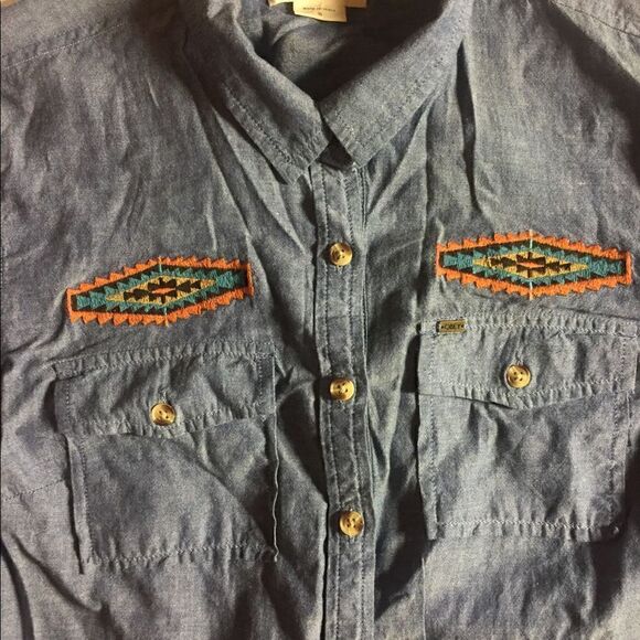 Obey Propaganda Denim Aztec Tie Waist Crop - Picture 4 of 4